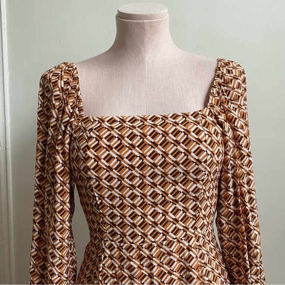Faithful The Brand Boyd Mini Dress Del Camaron Print Tan - Picture 4 of 13